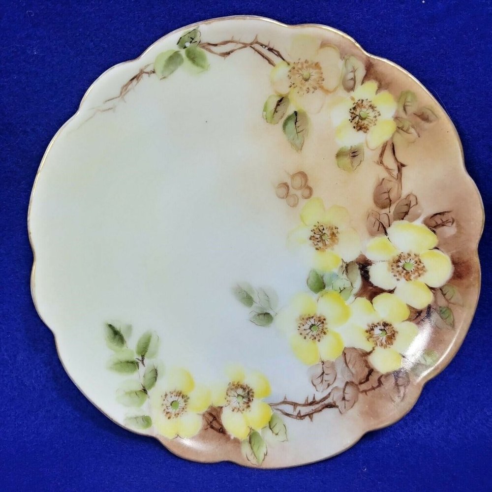 Plate J and C Bavaria Plate Hand Painted Yellow Floral